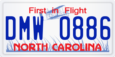 NC license plate DMW0886