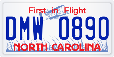 NC license plate DMW0890