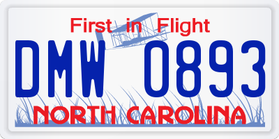 NC license plate DMW0893