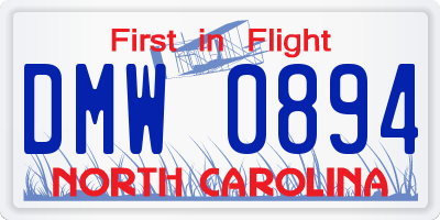 NC license plate DMW0894