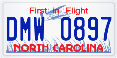 NC license plate DMW0897