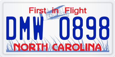NC license plate DMW0898