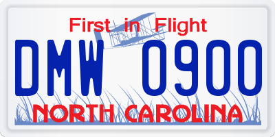 NC license plate DMW0900