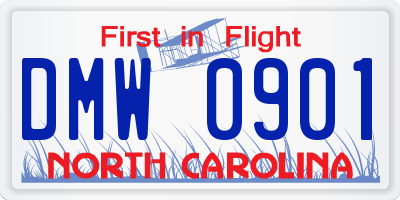 NC license plate DMW0901