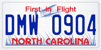 NC license plate DMW0904