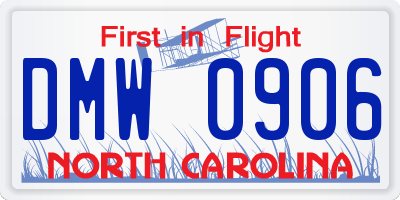 NC license plate DMW0906