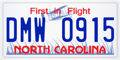 NC license plate DMW0915