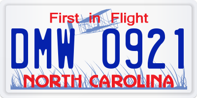 NC license plate DMW0921