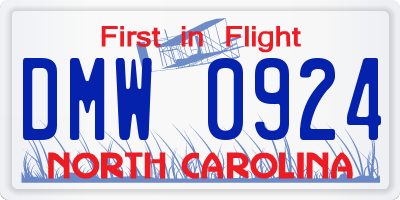 NC license plate DMW0924