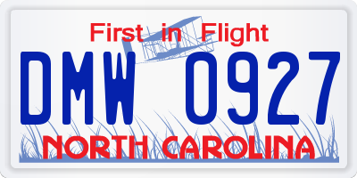 NC license plate DMW0927