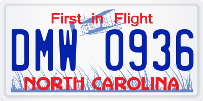 NC license plate DMW0936