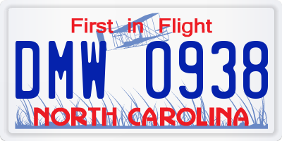 NC license plate DMW0938