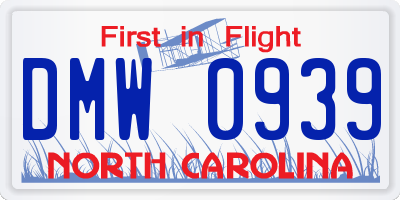 NC license plate DMW0939