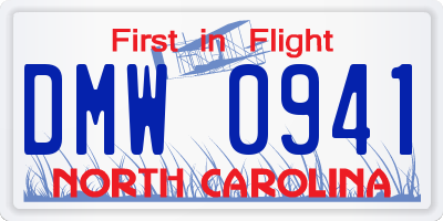 NC license plate DMW0941