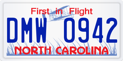 NC license plate DMW0942