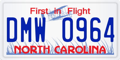 NC license plate DMW0964