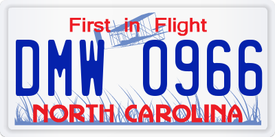 NC license plate DMW0966