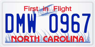 NC license plate DMW0967