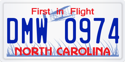 NC license plate DMW0974