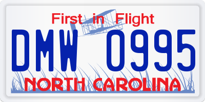NC license plate DMW0995