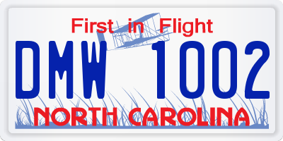 NC license plate DMW1002