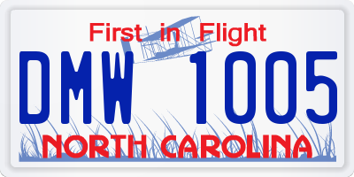 NC license plate DMW1005