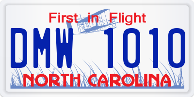 NC license plate DMW1010