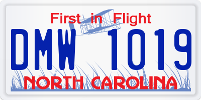 NC license plate DMW1019