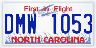 NC license plate DMW1053