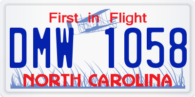 NC license plate DMW1058