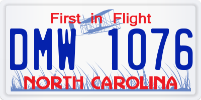 NC license plate DMW1076