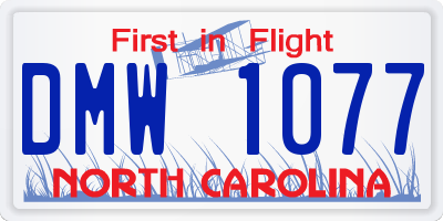 NC license plate DMW1077