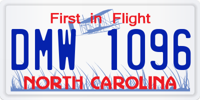 NC license plate DMW1096