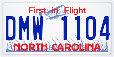 NC license plate DMW1104