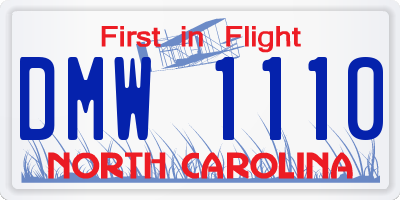 NC license plate DMW1110