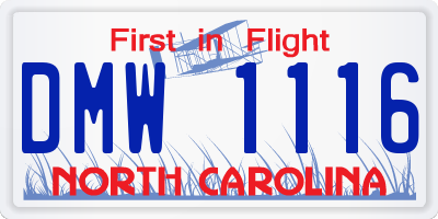 NC license plate DMW1116