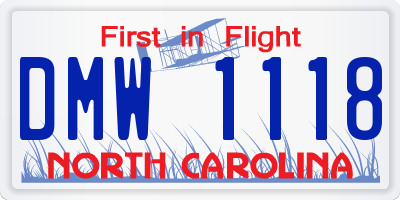 NC license plate DMW1118