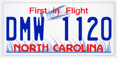 NC license plate DMW1120