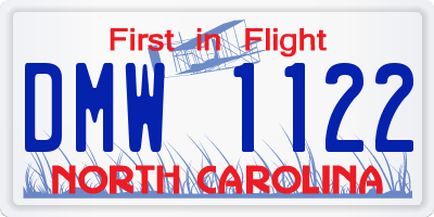 NC license plate DMW1122