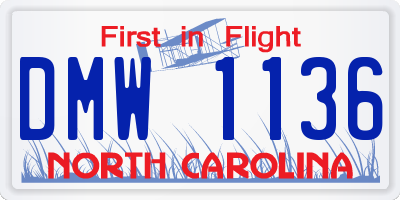 NC license plate DMW1136