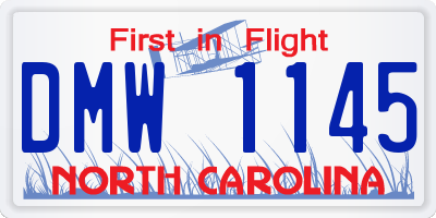 NC license plate DMW1145