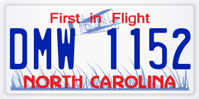 NC license plate DMW1152