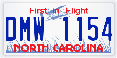 NC license plate DMW1154