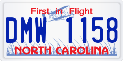 NC license plate DMW1158