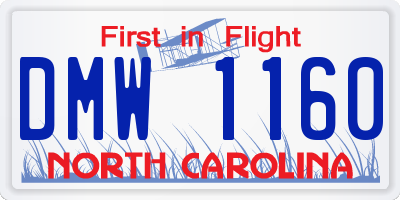 NC license plate DMW1160