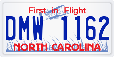 NC license plate DMW1162