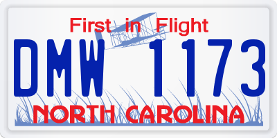 NC license plate DMW1173