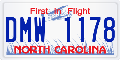 NC license plate DMW1178