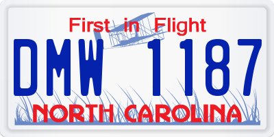 NC license plate DMW1187