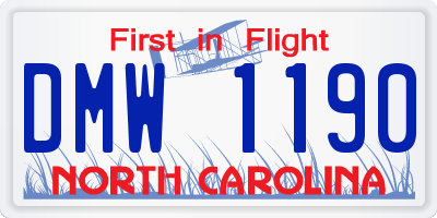 NC license plate DMW1190